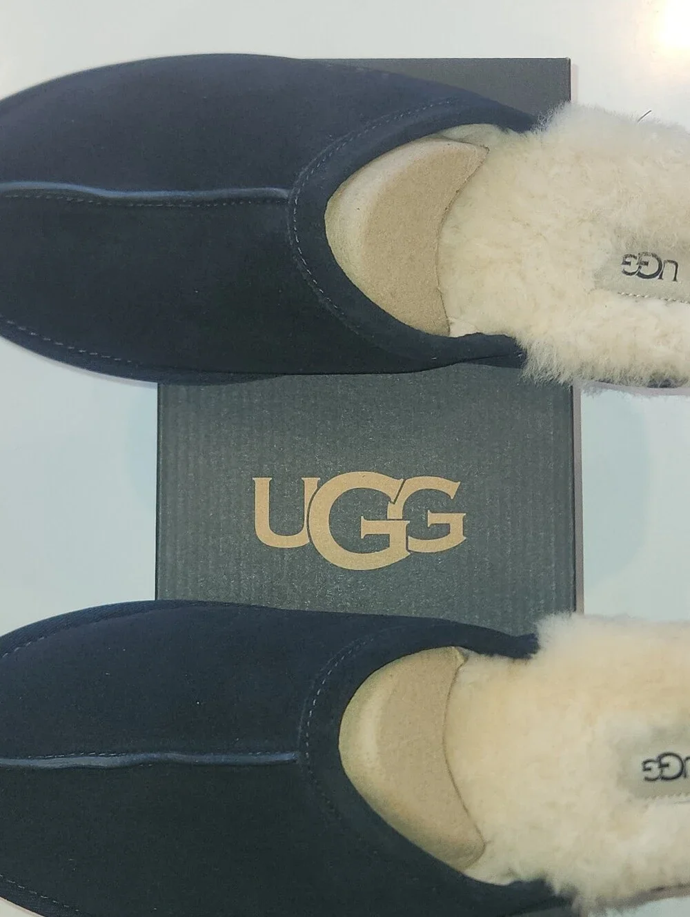 Men's UGG Scuff Slippers – Black Suede – Size 12 – NEW IN BOX